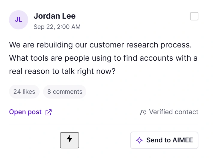 Jordan Lee on LinkedIn: What tools are people using to find accounts with a real reason to talk right now?