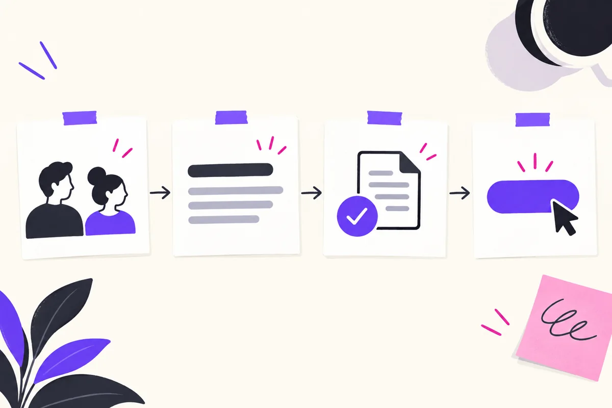 Original campaign planning illustration connecting an audience, message, evidence and clear next step