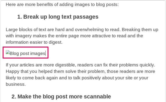 how to add alt text to blog post images