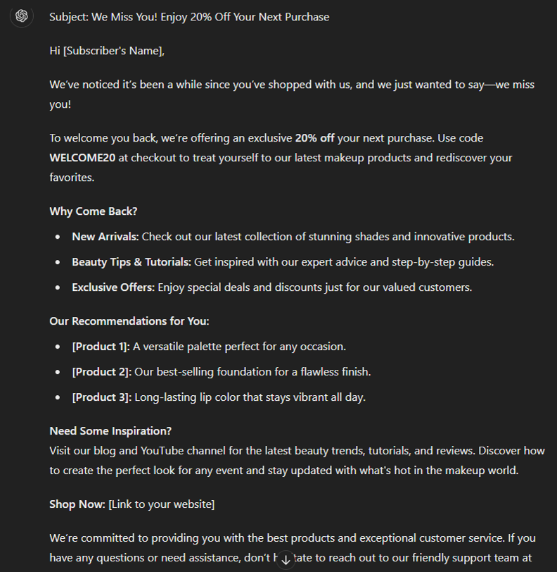 reengagement email chatgpt