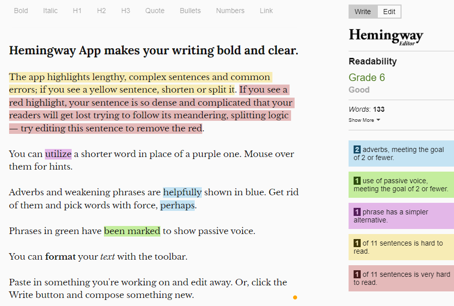 hemingway editor