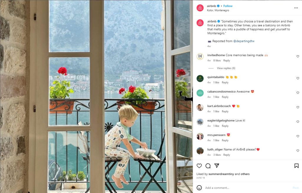 ecommerce content marketing case studies - airbnb instagram post