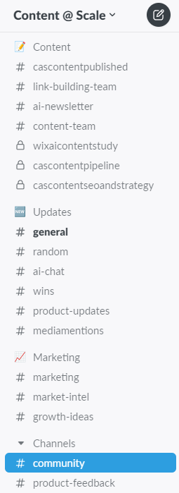 content at scale slack channels