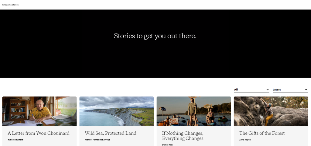 ecommerce content marketing case studies - patagonia stories