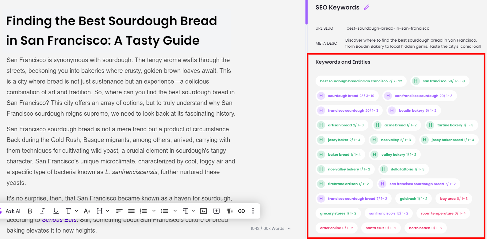 secondary keywords and entities