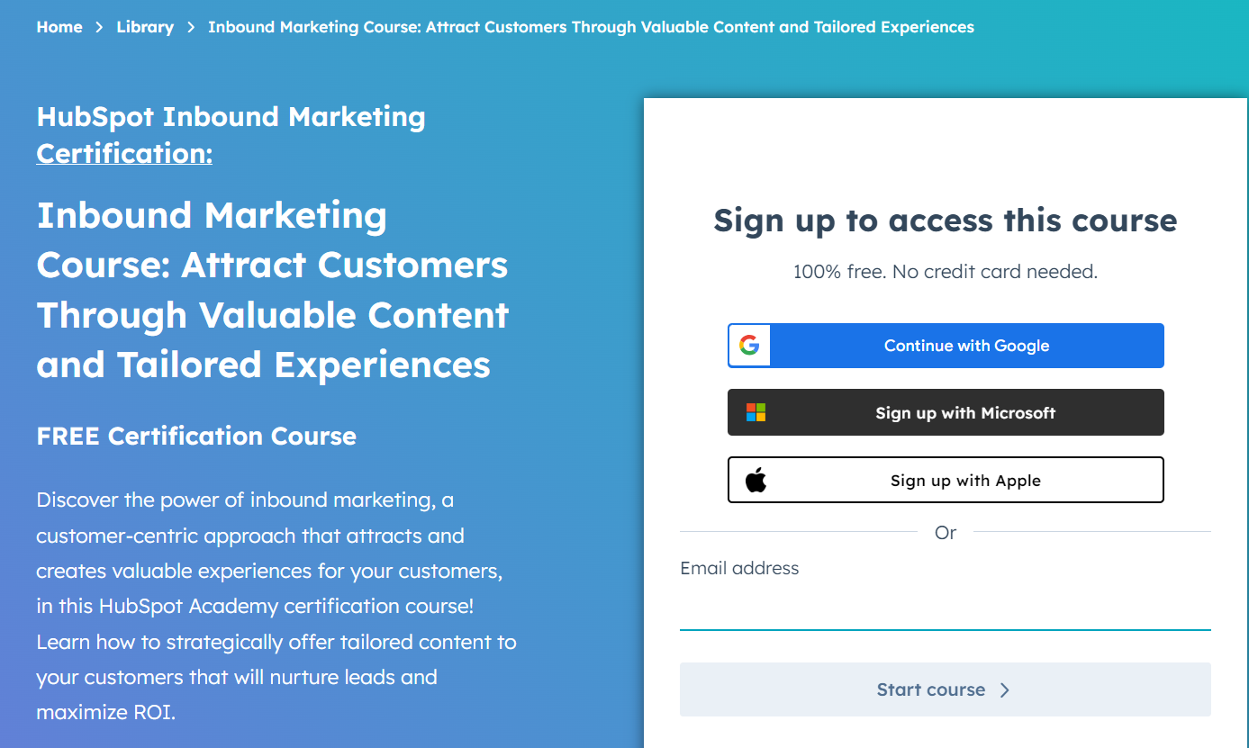 hubspot inbound marketing course