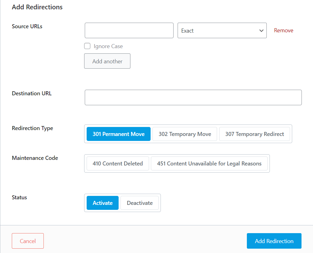 how to add a redirection in wordpress