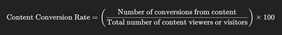 formula for calculating content conversion rate