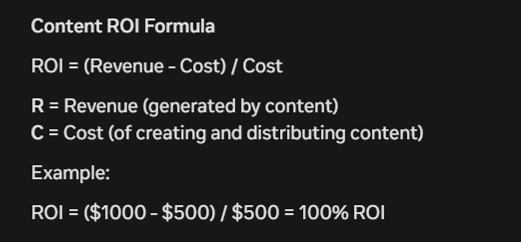 formula for calculating content roi