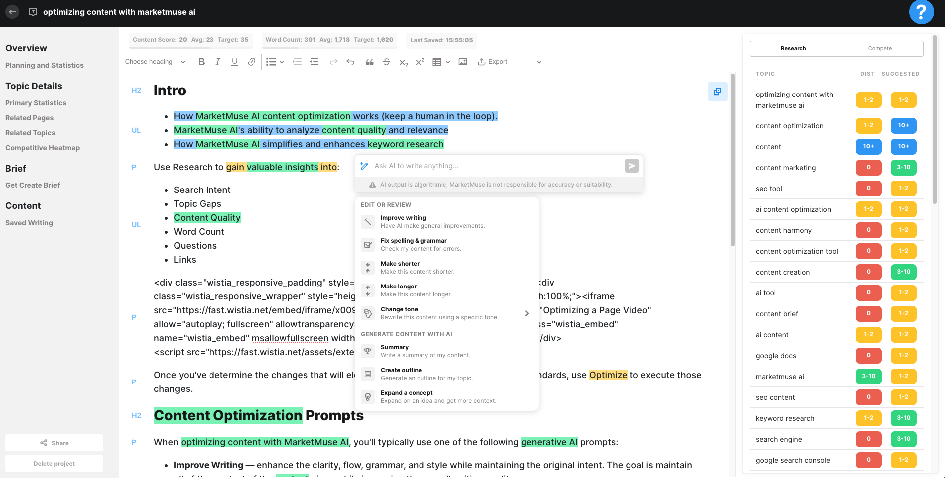 marketmuse content optimization tool