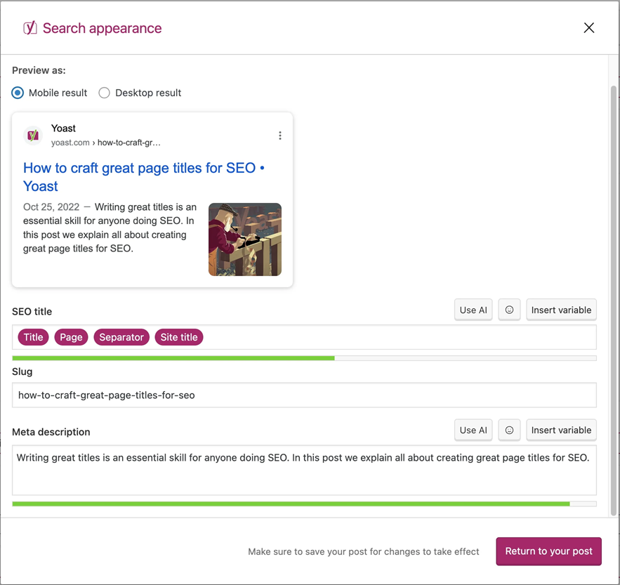 yoast content optimization tool