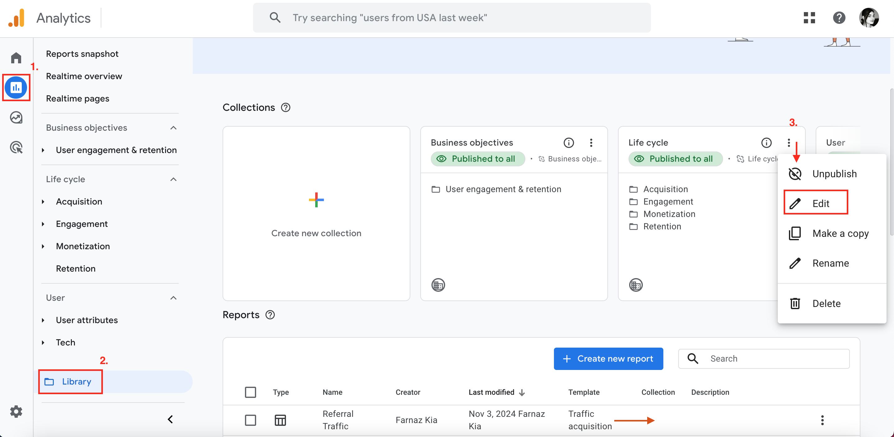 publish a report in ga4