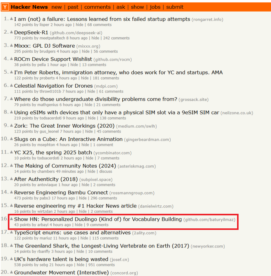 YCombinator Hacker News