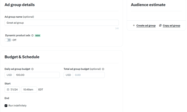 twitter ad budget and audience