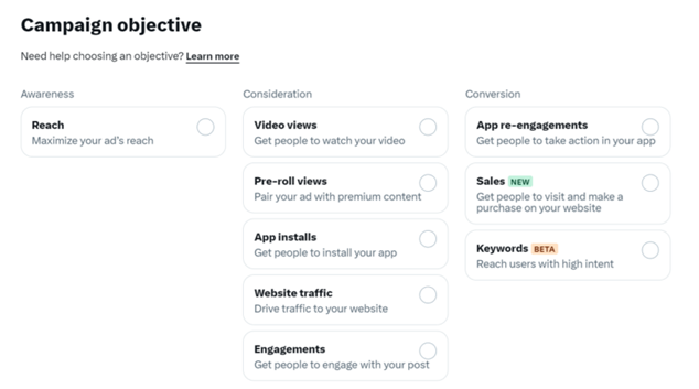 twitter ad campaign objective