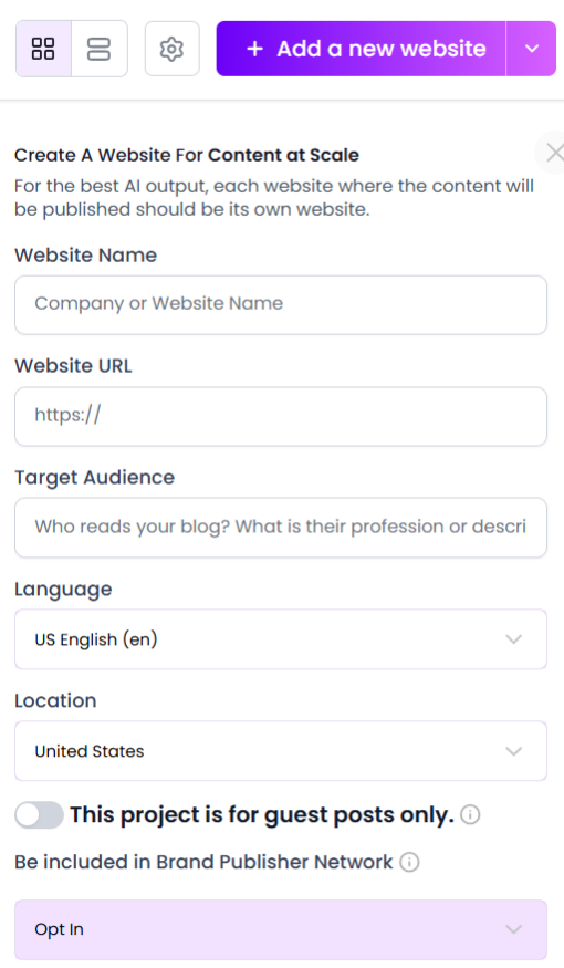 create a project BrandWell