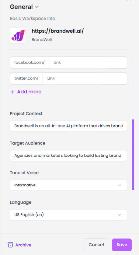 general project settings