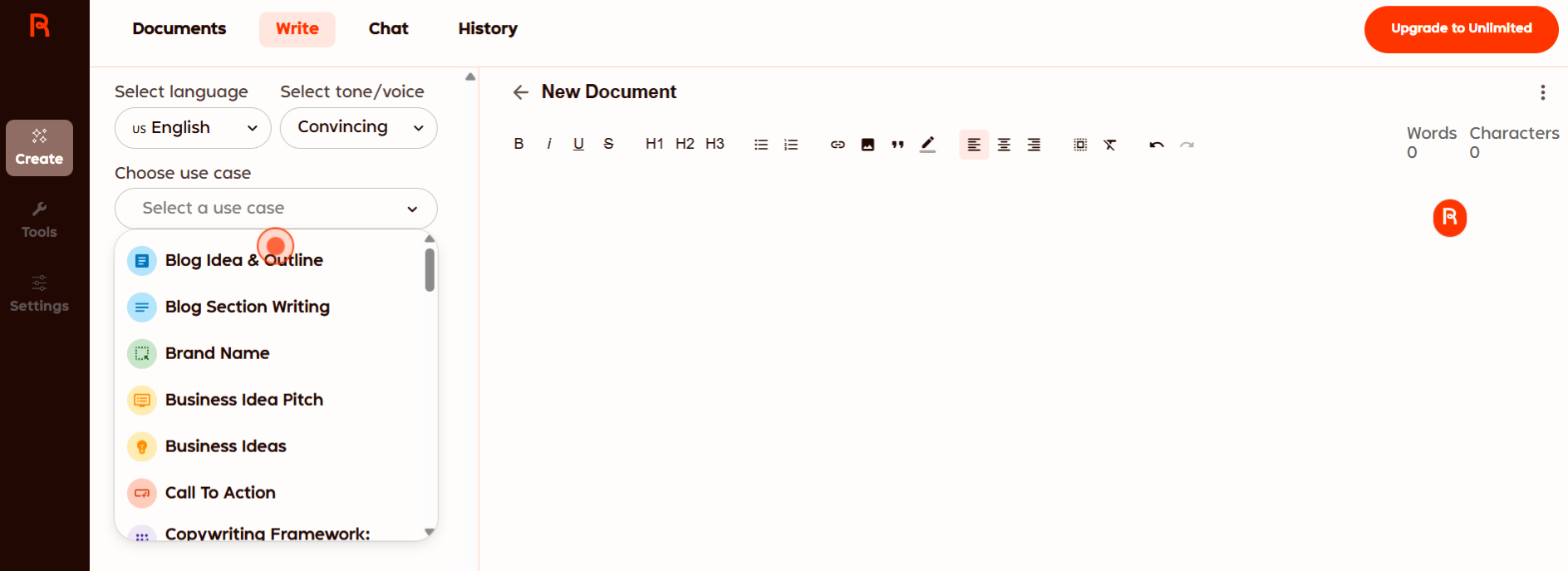 rytr write content