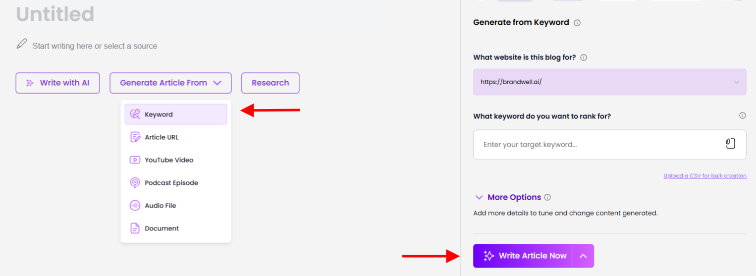 create blog post with BrandWell