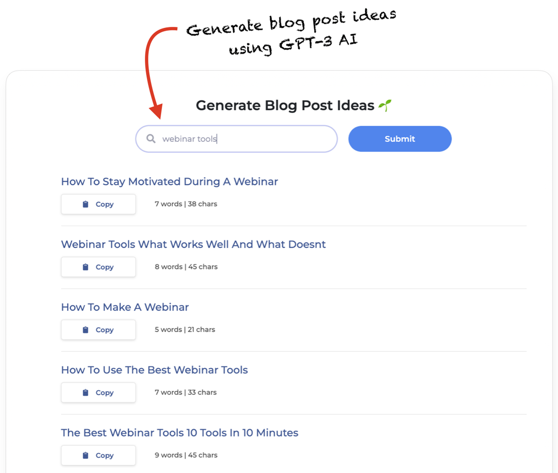 growthbar blog idea generator