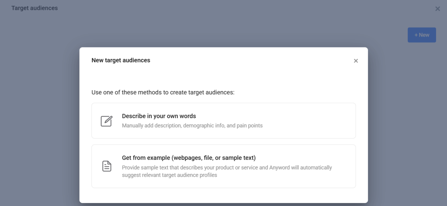 anyword create custom target audience