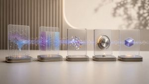 Intent signals moving through five orderly implementation stages and an approval control