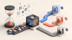 Time-bounded trial activity and external research signals routing into self-serve, assist, and human-review paths