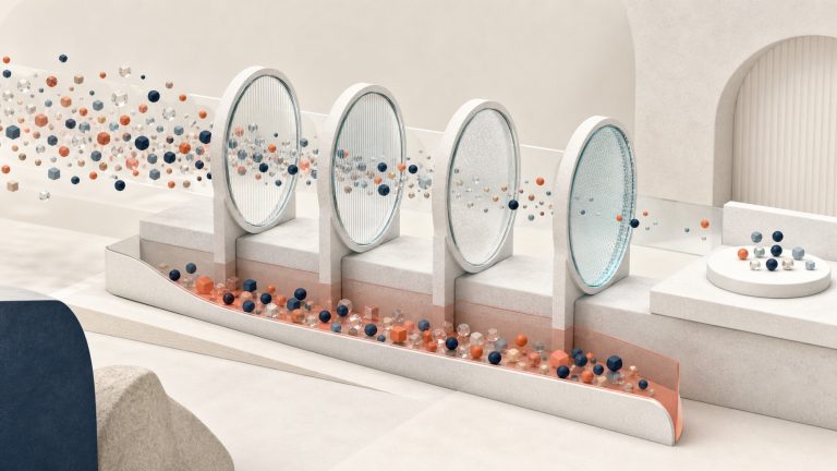 Noisy signal particles passing through calibration and validation lenses into accepted and rejected groups