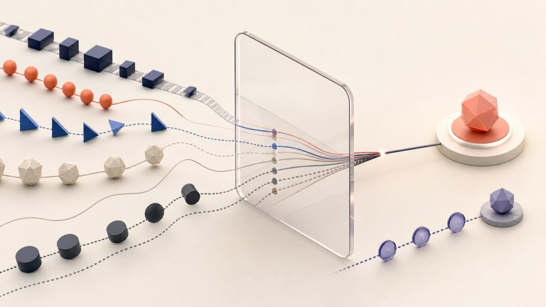 Several GTM touchpoint paths crossing an attribution plane beside a separate comparison path