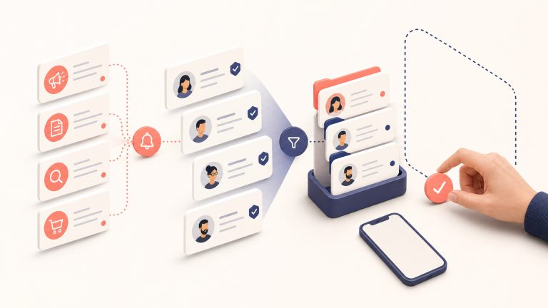 Intent signals and verified profiles moving into a human-reviewed sales call queue