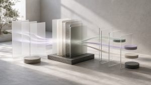 Abstract visitor signals passing through a layered governance gateway into separated client pathways