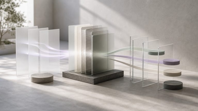 Abstract visitor signals passing through a layered governance gateway into separated client pathways