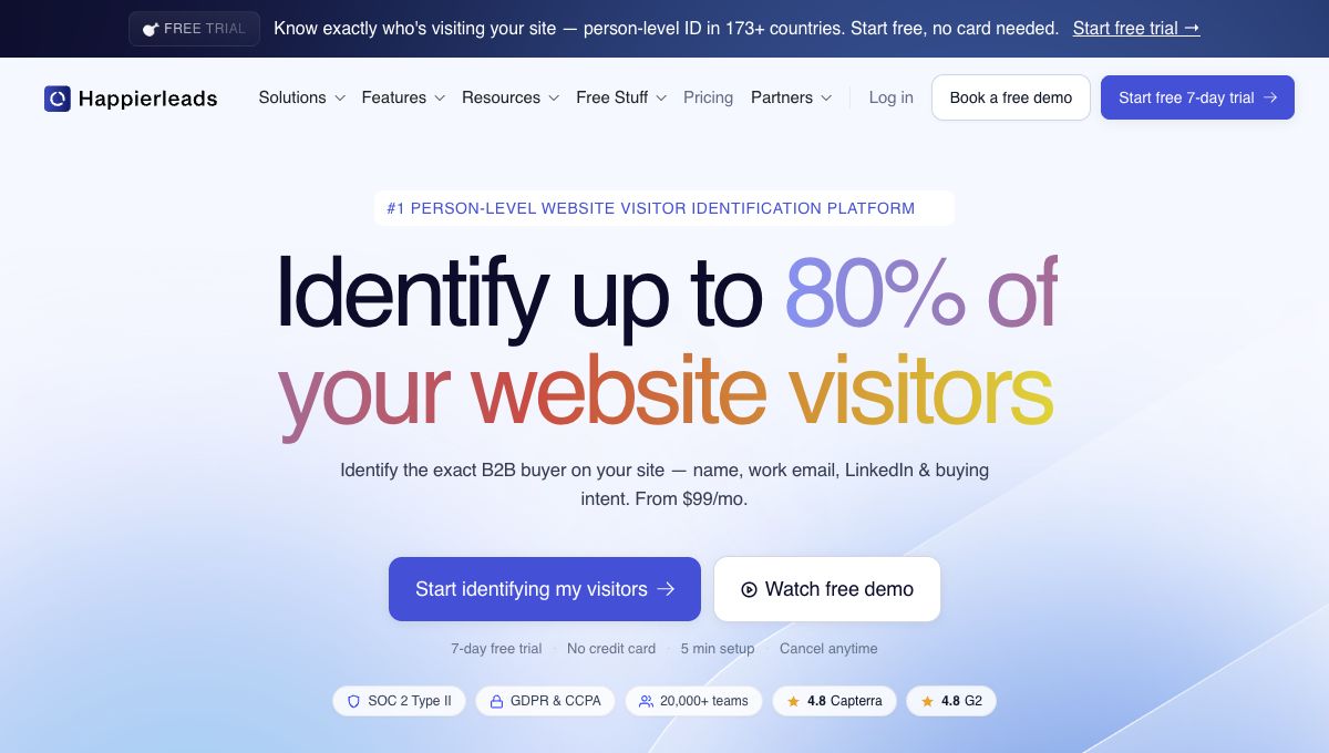 Happierleads homepage hero
