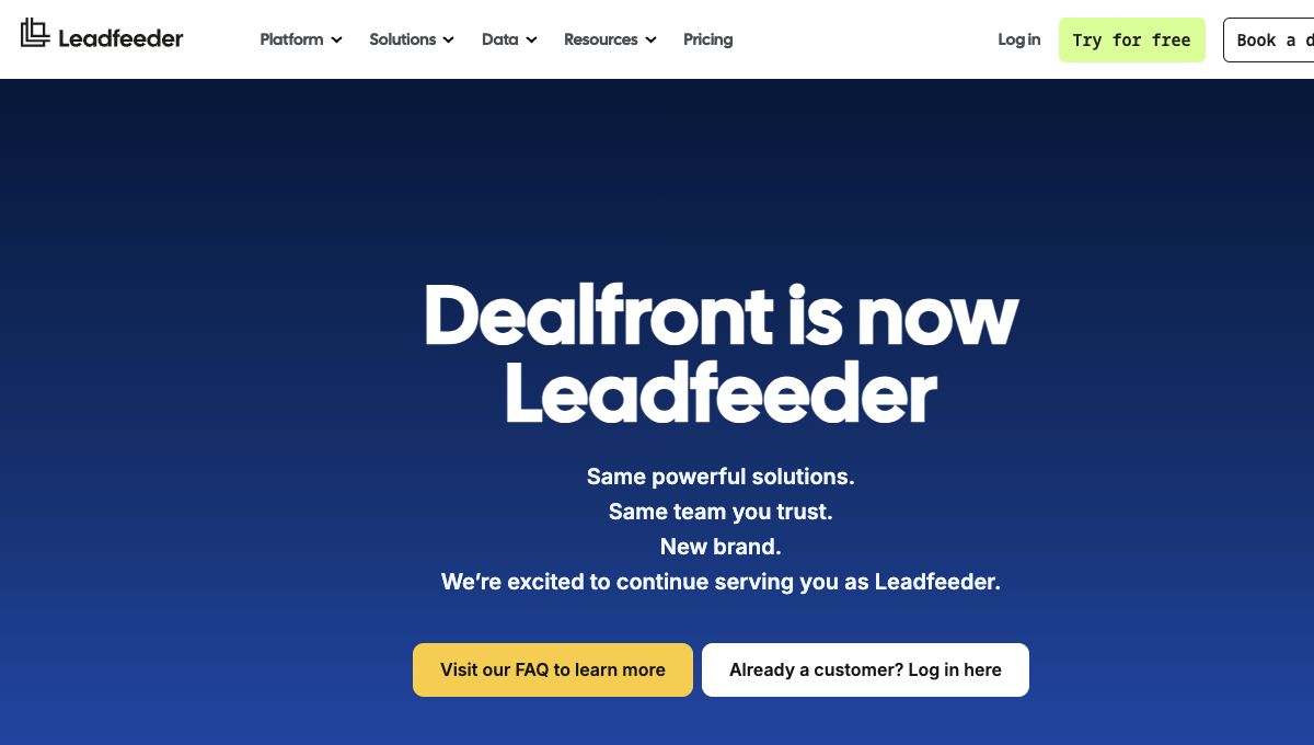 Dealfront and Leadfeeder homepage hero