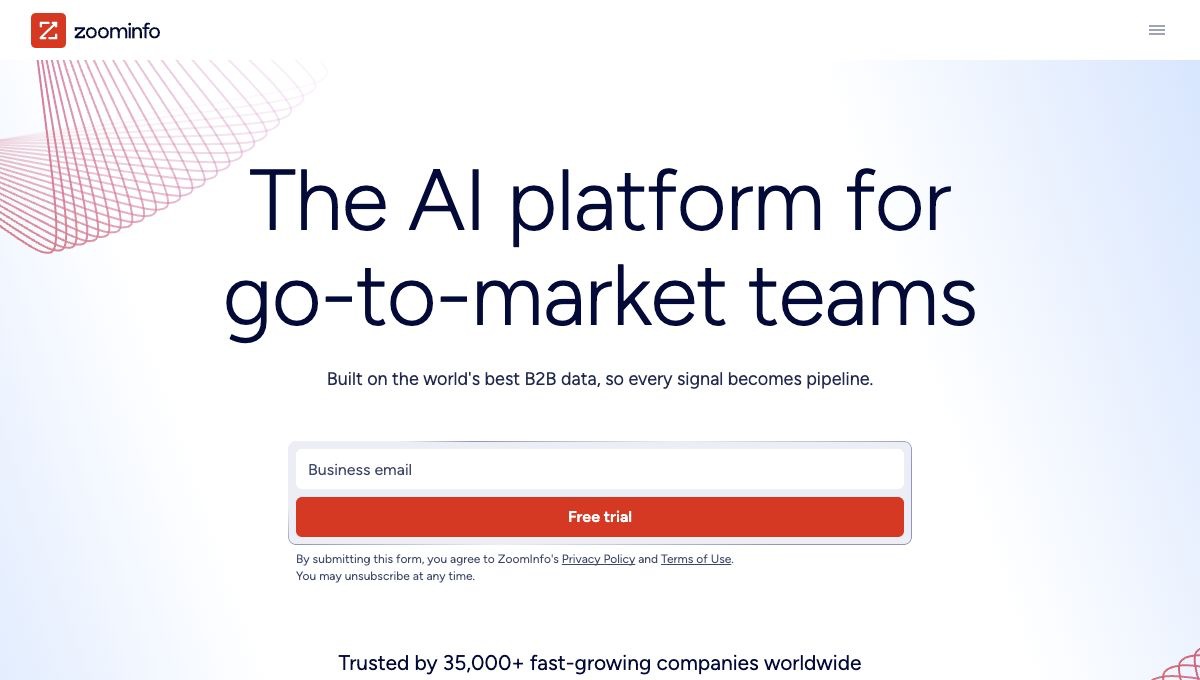 ZoomInfo homepage hero