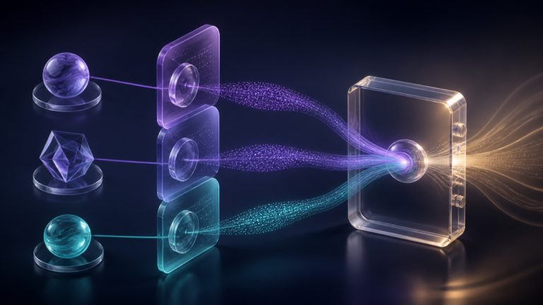 Abstract identity tokens passing through confidence gates into a reversible match record
