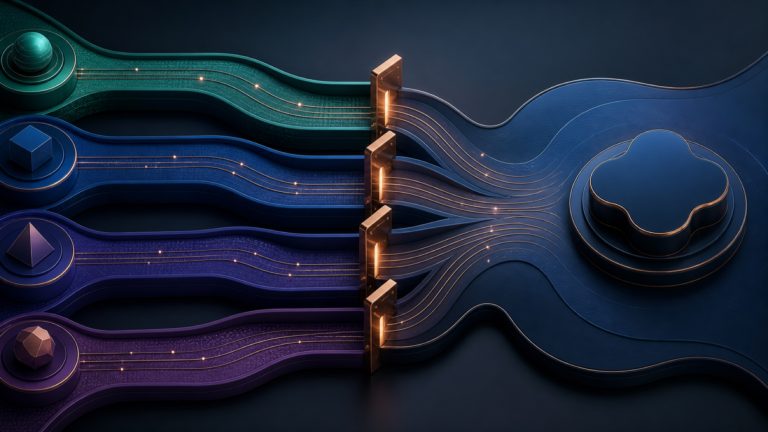 Abstract partner channels passing through rights gates into a shared service
