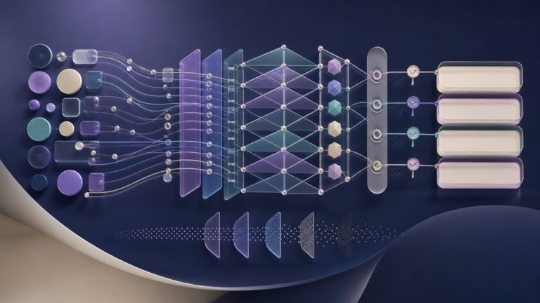 Abstract buyer signals moving through a transparent scoring lattice into prioritized lead lanes