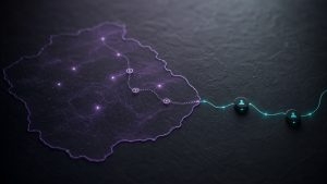 Abstract signal pathway moving through a governed market-entry test toward qualified opportunities