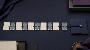 Blank provenance cards connected through checkpoints to a closed audit folder