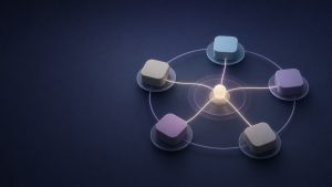 Abstract source node connected to five recurring intent-data service modules