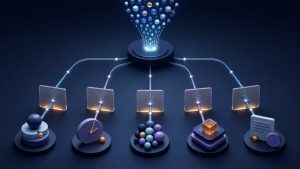 Abstract research signals branching into five governed B2B intent-data use cases