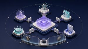 Abstract core buyer-intent service connected to optional evidence-gated modules