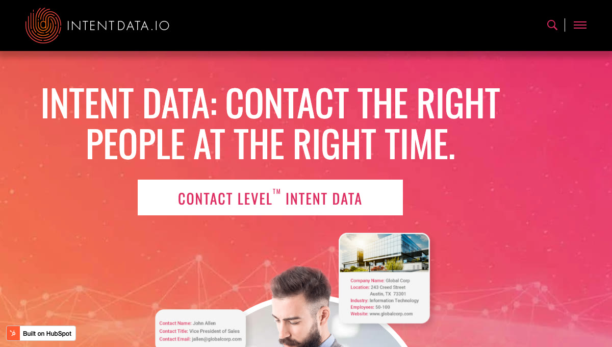 IntentData.io homepage hero