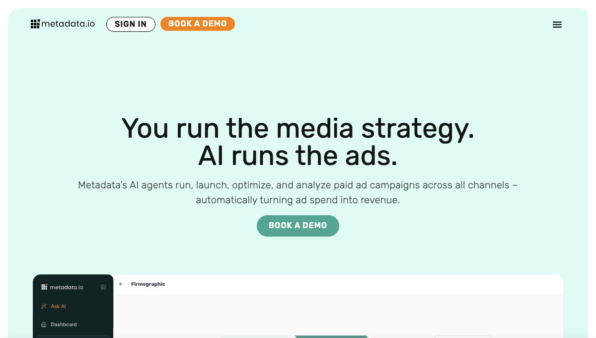 Metadata homepage hero