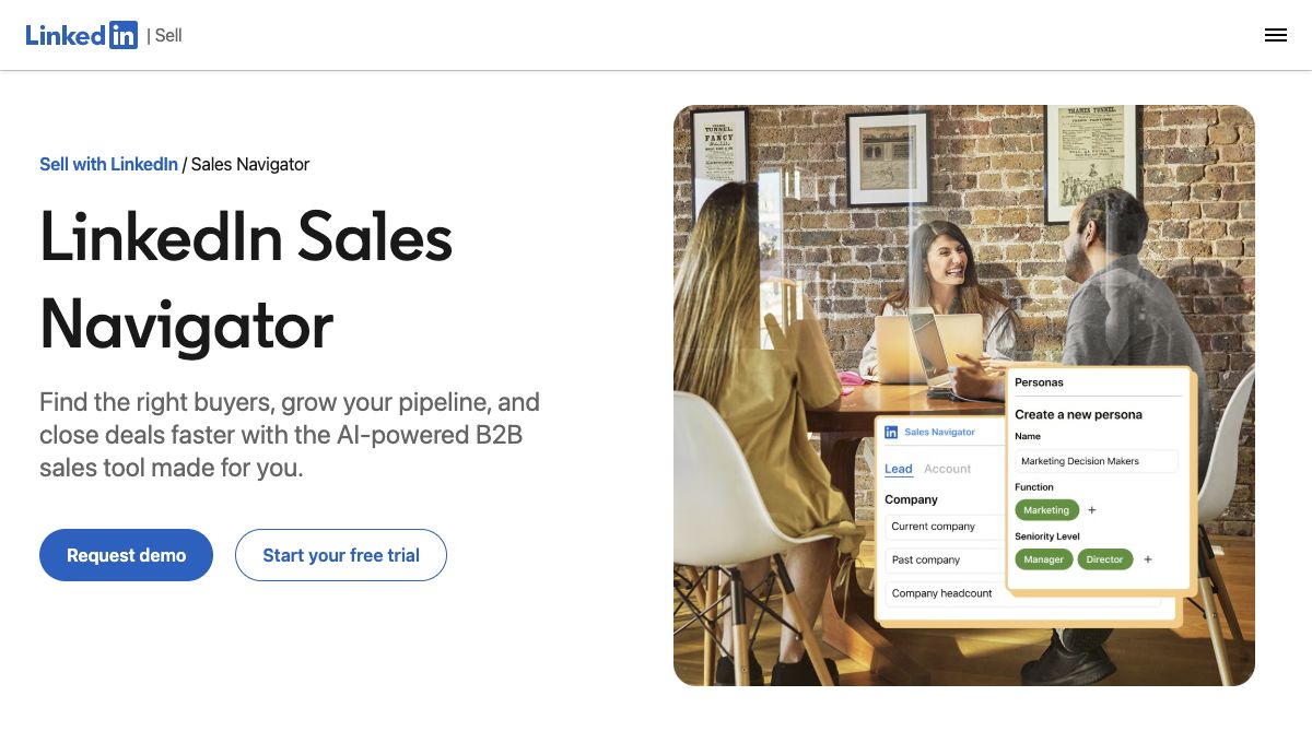 LinkedIn Sales Navigator homepage hero