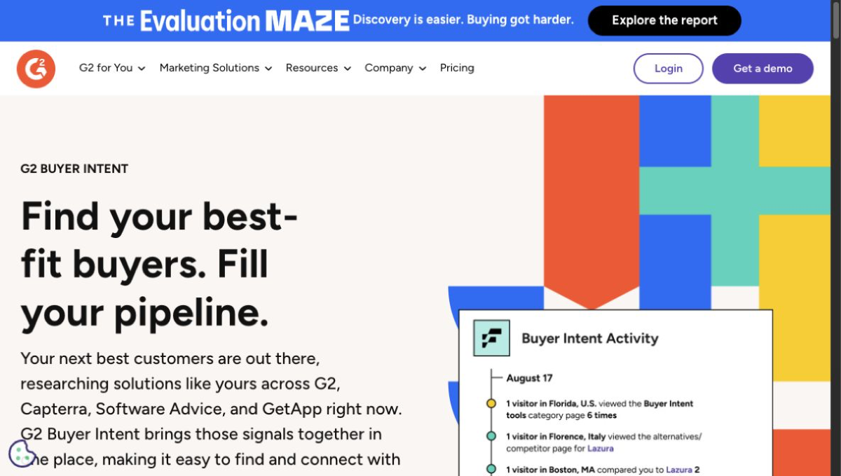 G2 Buyer Intent official product-page hero screenshot