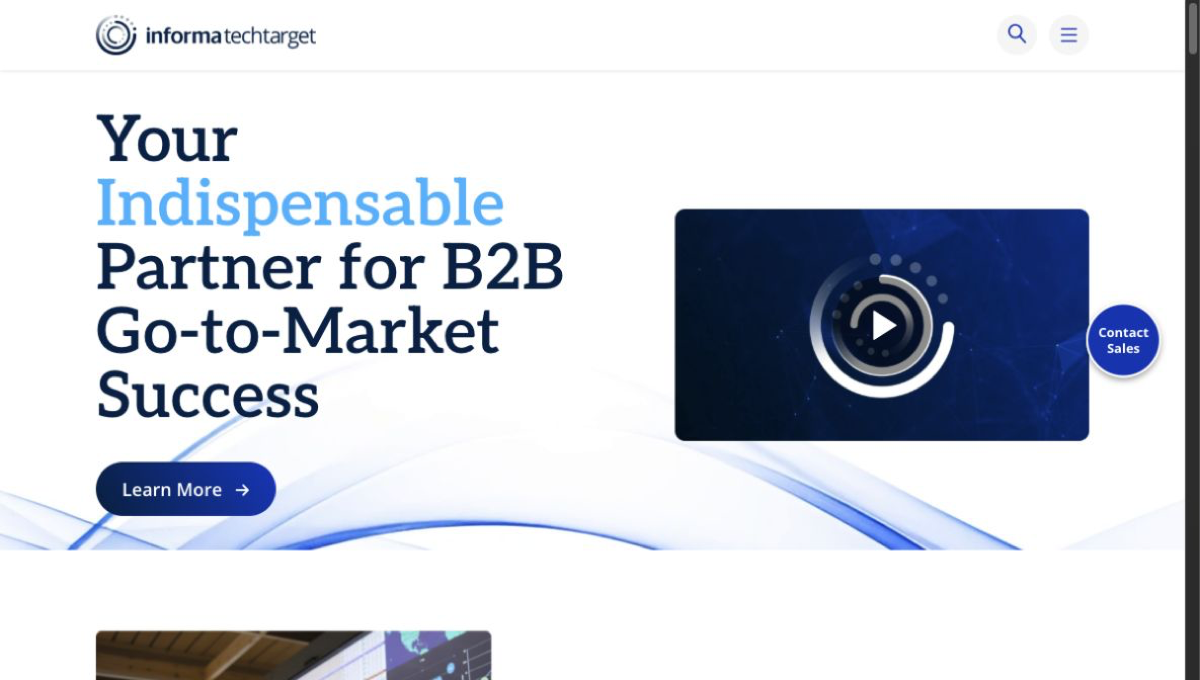 Informa TechTarget official homepage hero screenshot