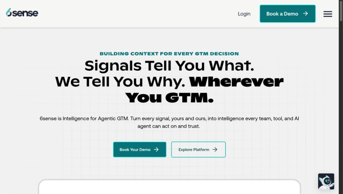 6sense homepage hero. Brand names and site imagery belong to their respective owners.