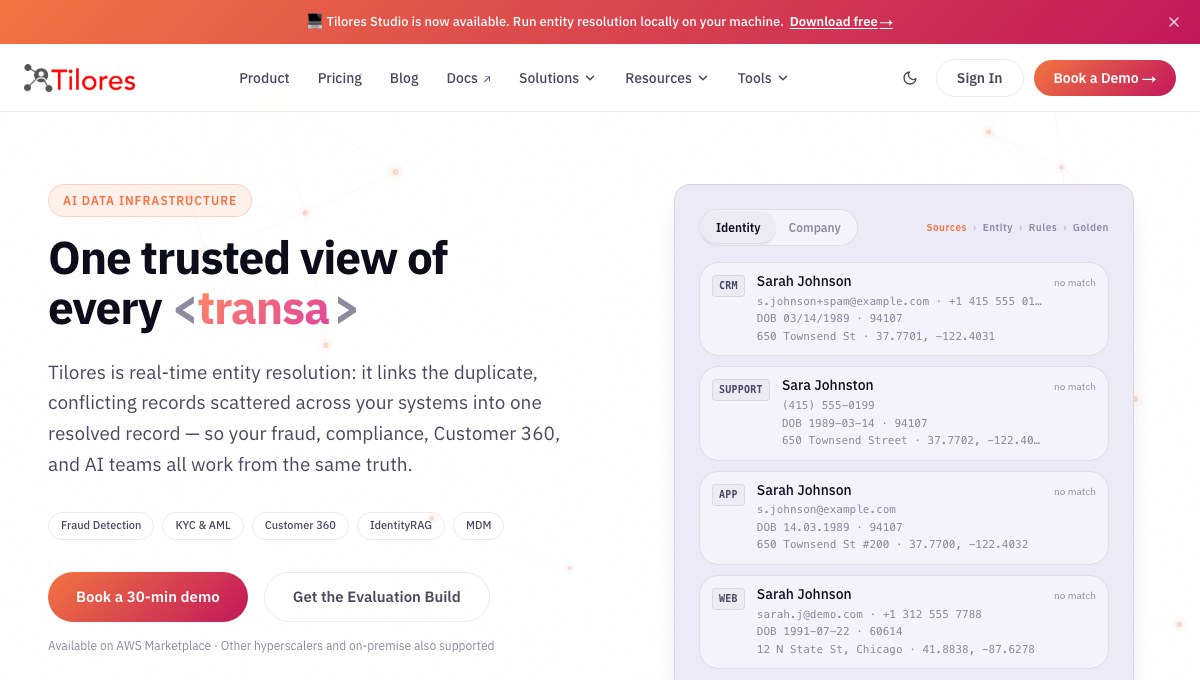 Tilores homepage hero
